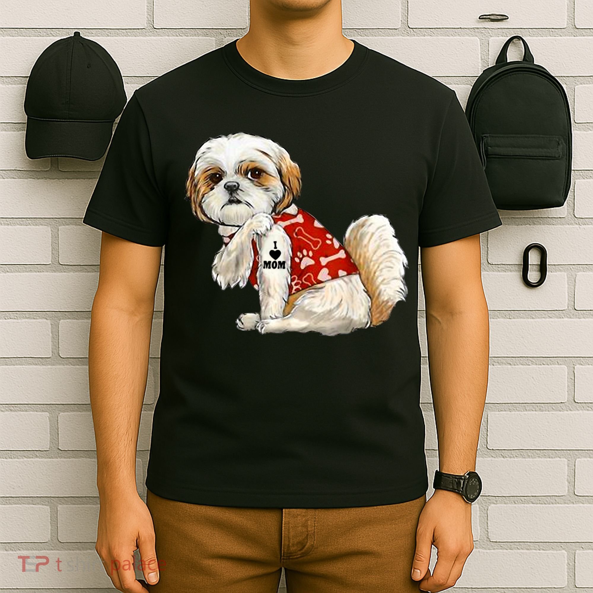 I Love Mom Tattoo Shih Tzu Mom Funny Mother's Day Gift T-Shirt