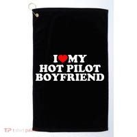 I Love My Hot Pilot Boyfriend Golf Towel thumb 0