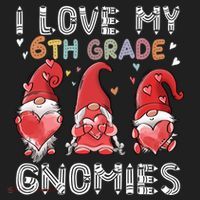 I Love My 6Th Grade Gnomies Funny Valentine Heart Teacher Gift Hat thumb 2