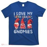 I Love My 6Th Grade Gnomies Funny Valentine Heart Teacher Gift T-Shirt thumb 0