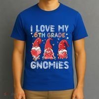 I Love My 6Th Grade Gnomies Funny Valentine Heart Teacher Gift T-Shirt thumb 3