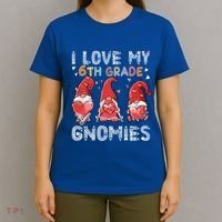 I Love My 6Th Grade Gnomies Funny Valentine Heart Teacher Gift T-Shirt thumb 4