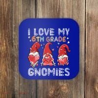 I Love My 6Th Grade Gnomies Funny Valentine Heart Teacher Gift Coaster thumb 0