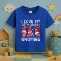I Love My 6Th Grade Gnomies Funny Valentine Heart Teacher Gift Toddler T-Shirt thumb 3