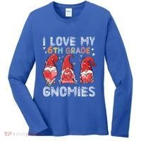 I Love My 6Th Grade Gnomies Funny Valentine Heart Teacher Gift Women's Long Sleeve Shirt thumb 0