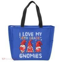 I Love My 6Th Grade Gnomies Funny Valentine Heart Teacher Gift Tote Bag thumb 0