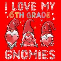 I Love My 6Th Grade Gnomies Funny Valentine Heart Teacher Gift Santa Hat thumb 1