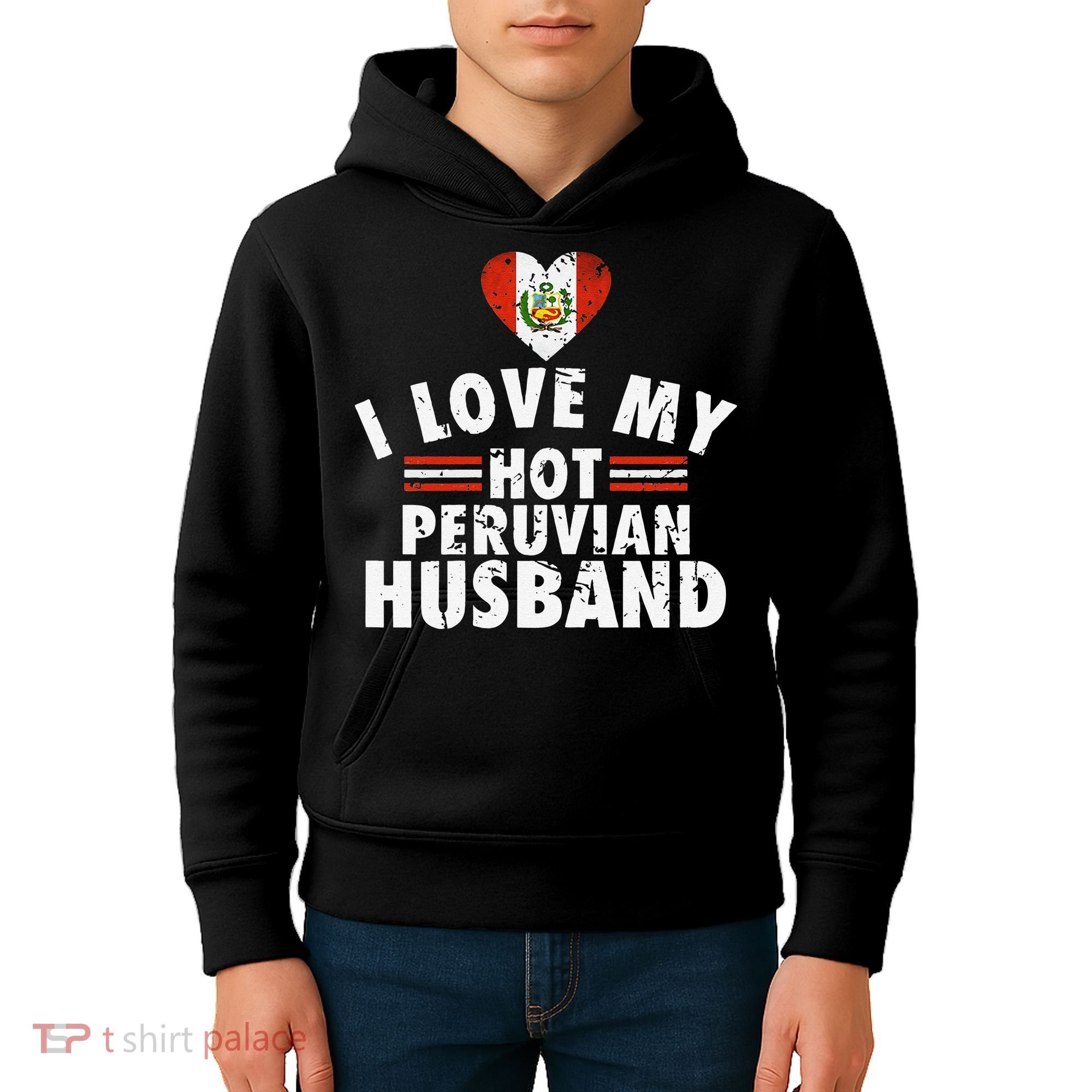 I Love My Hot Peruvian Husband Anniversary Birthday Kids Hoodie