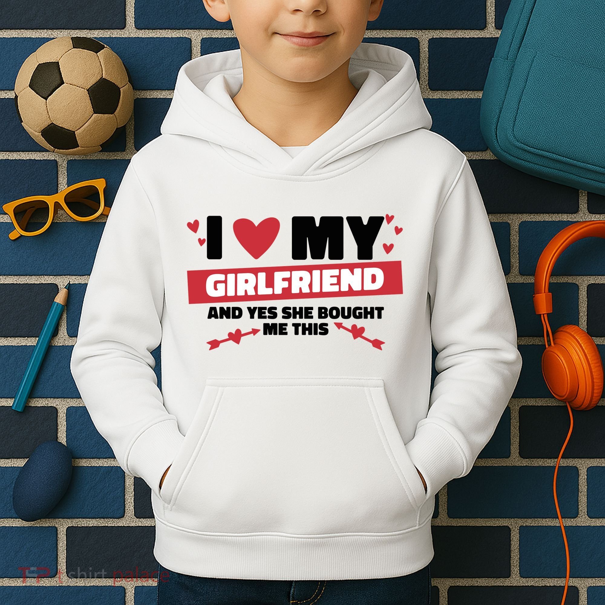 I Love My Girlfriend And Yes She Bought Me This Kids Hoodie