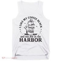 I Like My Coffee Black And My Tea In The Harbor Us Patriotic Tank Top thumb 0