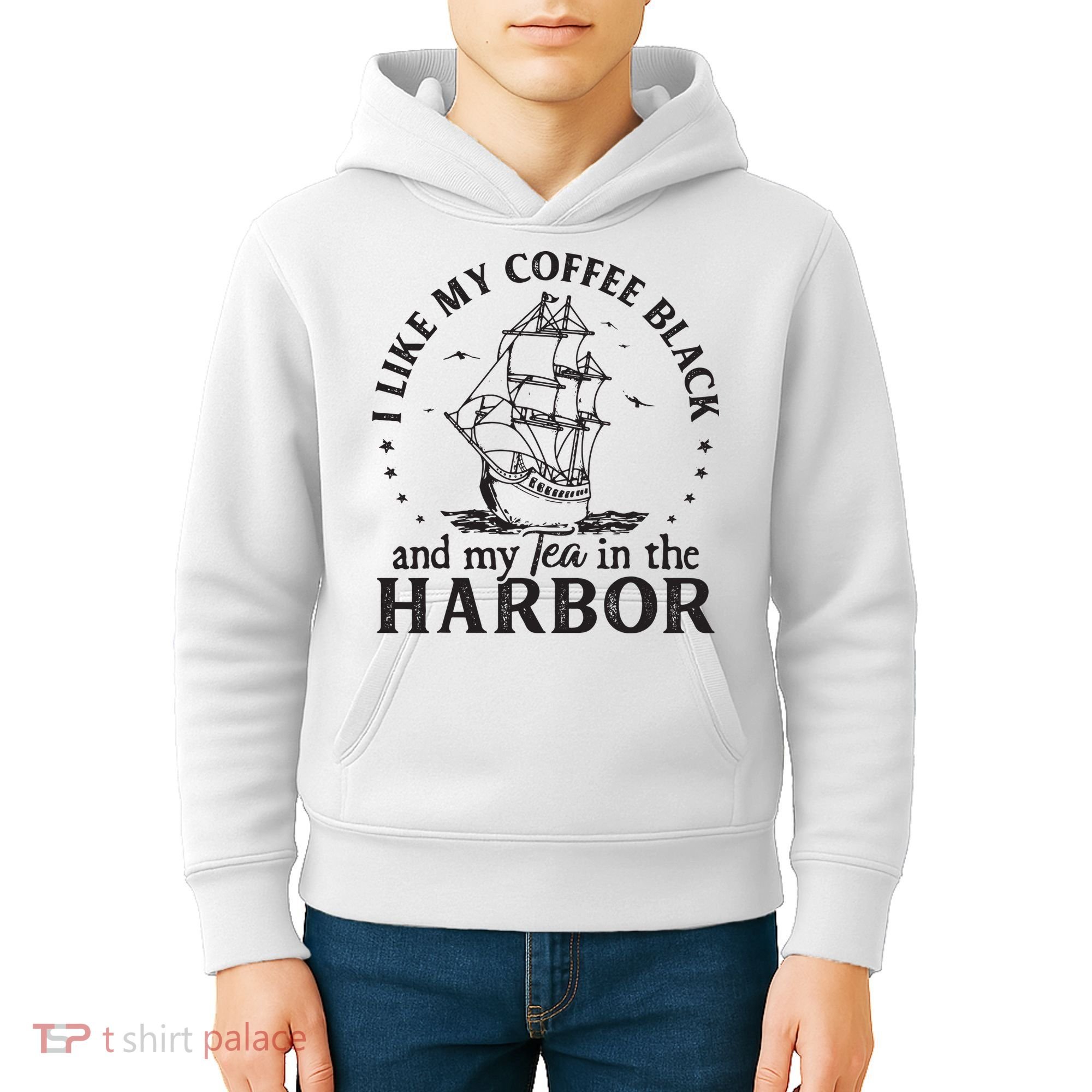 I Like My Coffee Black And My Tea In The Harbor Us Patriotic Kids Hoodie