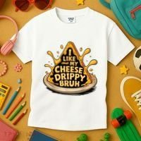 I Like My Cheese Drippy Bruh Funny Meme Pop Culture Kids T-Shirt thumb 3