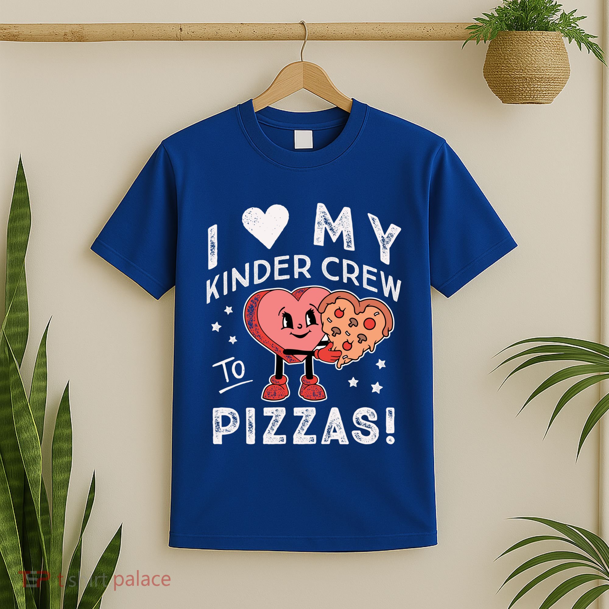 I Love My Kinder Crew To Pizzas Teacher Kindergarten Heart Funny Gift T-Shirt