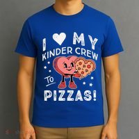 I Love My Kinder Crew To Pizzas Teacher Kindergarten Heart Funny Gift T-Shirt thumb 3