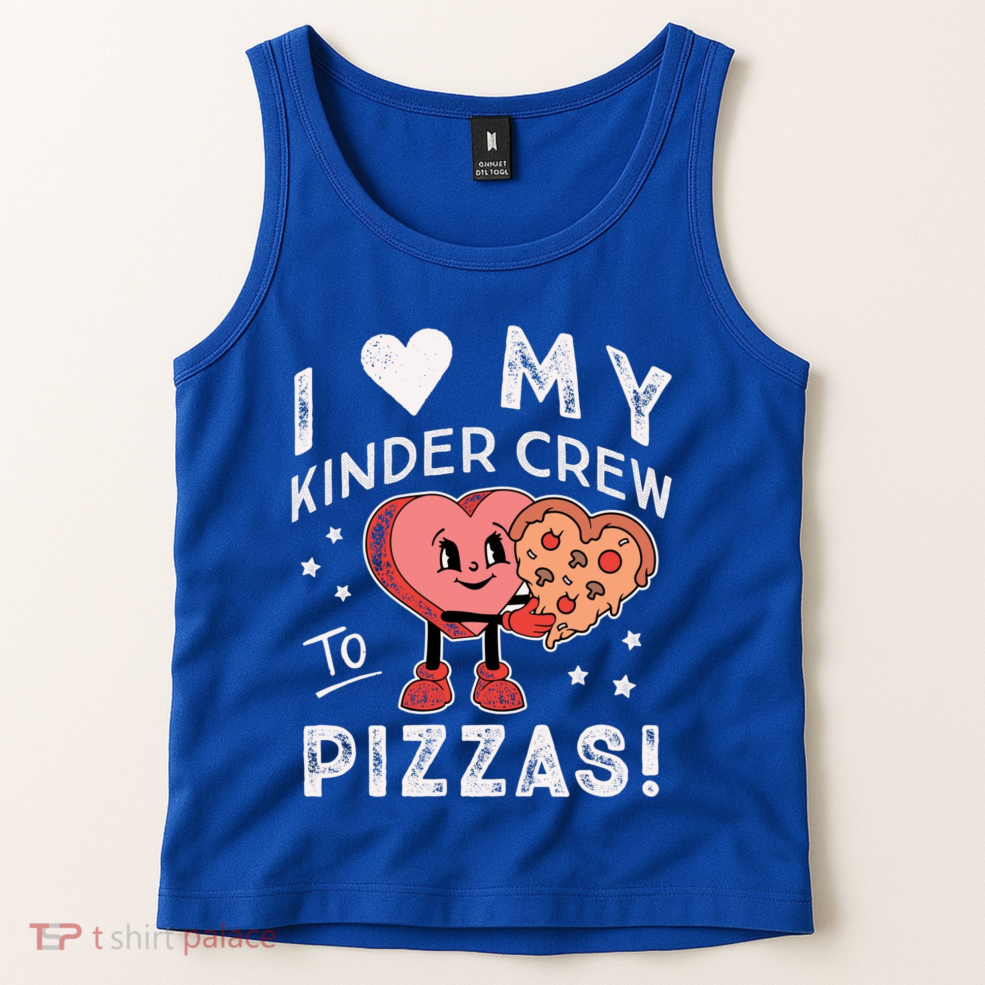 I Love My Kinder Crew To Pizzas Teacher Kindergarten Heart Funny Gift Tank Top