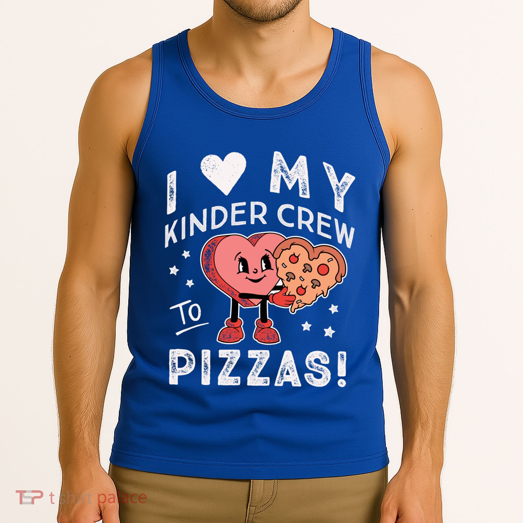 I Love My Kinder Crew To Pizzas Teacher Kindergarten Heart Funny Gift Tank Top