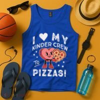 I Love My Kinder Crew To Pizzas Teacher Kindergarten Heart Funny Gift Tank Top thumb 4