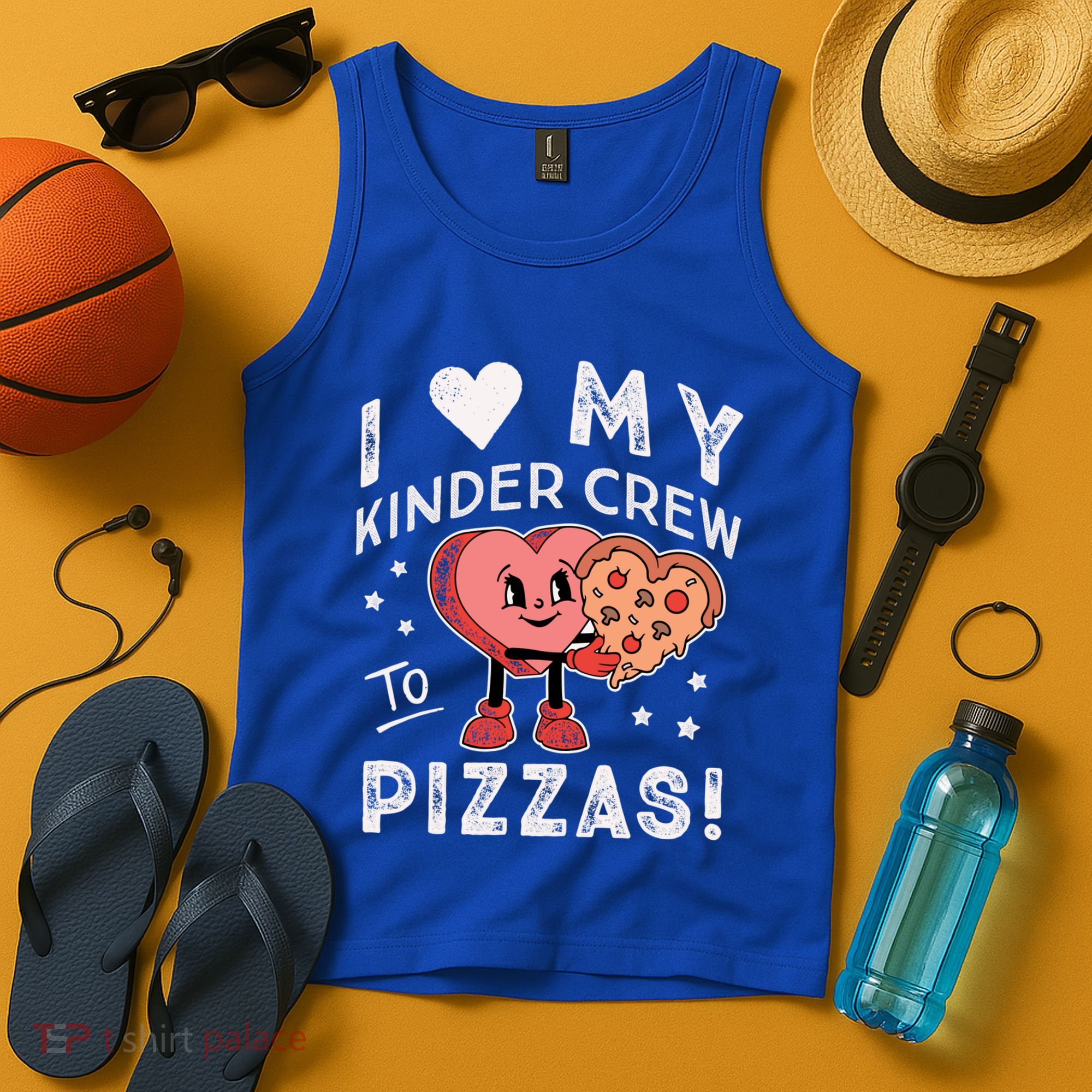 I Love My Kinder Crew To Pizzas Teacher Kindergarten Heart Funny Gift Tank Top