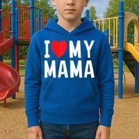 I Love My Mama Heart Celebrate Mom Gift Kids Hoodie thumb 2