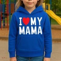 I Love My Mama Heart Celebrate Mom Gift Kids Hoodie thumb 3