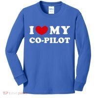 I Love My Copilot I Heart My Copilot Great Gift Kids Long Sleeve Shirt thumb 0