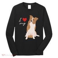 I Love My White & Red Merle Border Collie Dog Lover Long Sleeve Shirt thumb 0