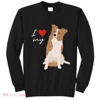 I Love My White & Red Merle Border Collie Dog Lover Sweatshirt thumb 0