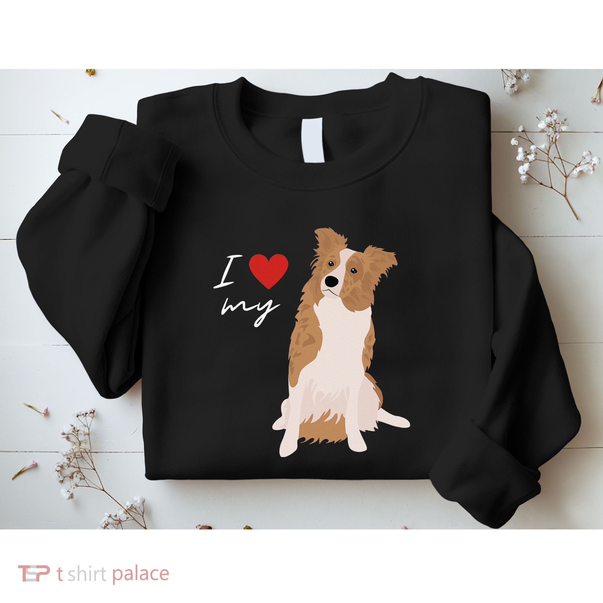 I Love My White & Red Merle Border Collie Dog Lover Sweatshirt