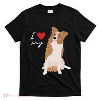 I Love My White & Red Merle Border Collie Dog Lover T-Shirt thumb 0