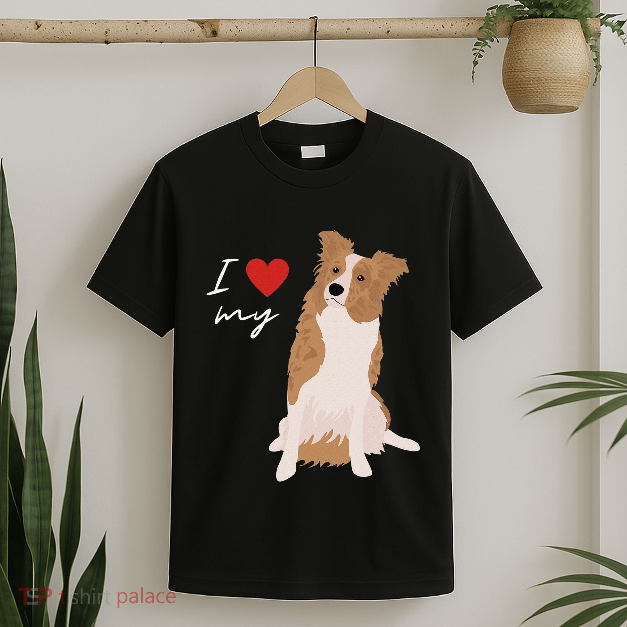 I Love My White & Red Merle Border Collie Dog Lover T-Shirt