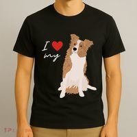I Love My White & Red Merle Border Collie Dog Lover T-Shirt thumb 3