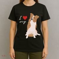 I Love My White & Red Merle Border Collie Dog Lover T-Shirt thumb 4