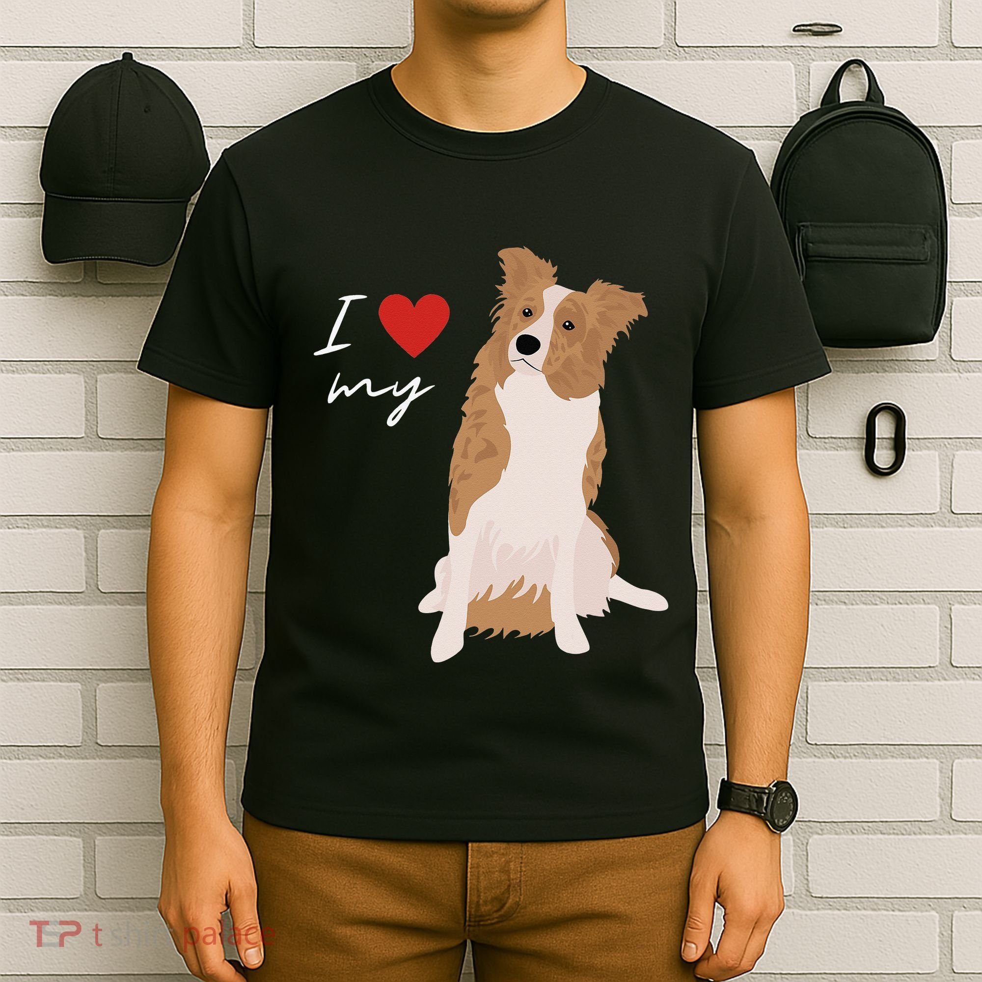 I Love My White & Red Merle Border Collie Dog Lover T-Shirt