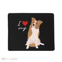 I Love My White & Red Merle Border Collie Dog Lover Mousepad thumb 0