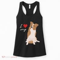 I Love My White & Red Merle Border Collie Dog Lover Women's Tank Top thumb 0