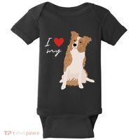 I Love My White & Red Merle Border Collie Dog Lover Baby Bodysuit thumb 0