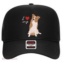 I Love My White & Red Merle Border Collie Dog Lover Hat thumb 0