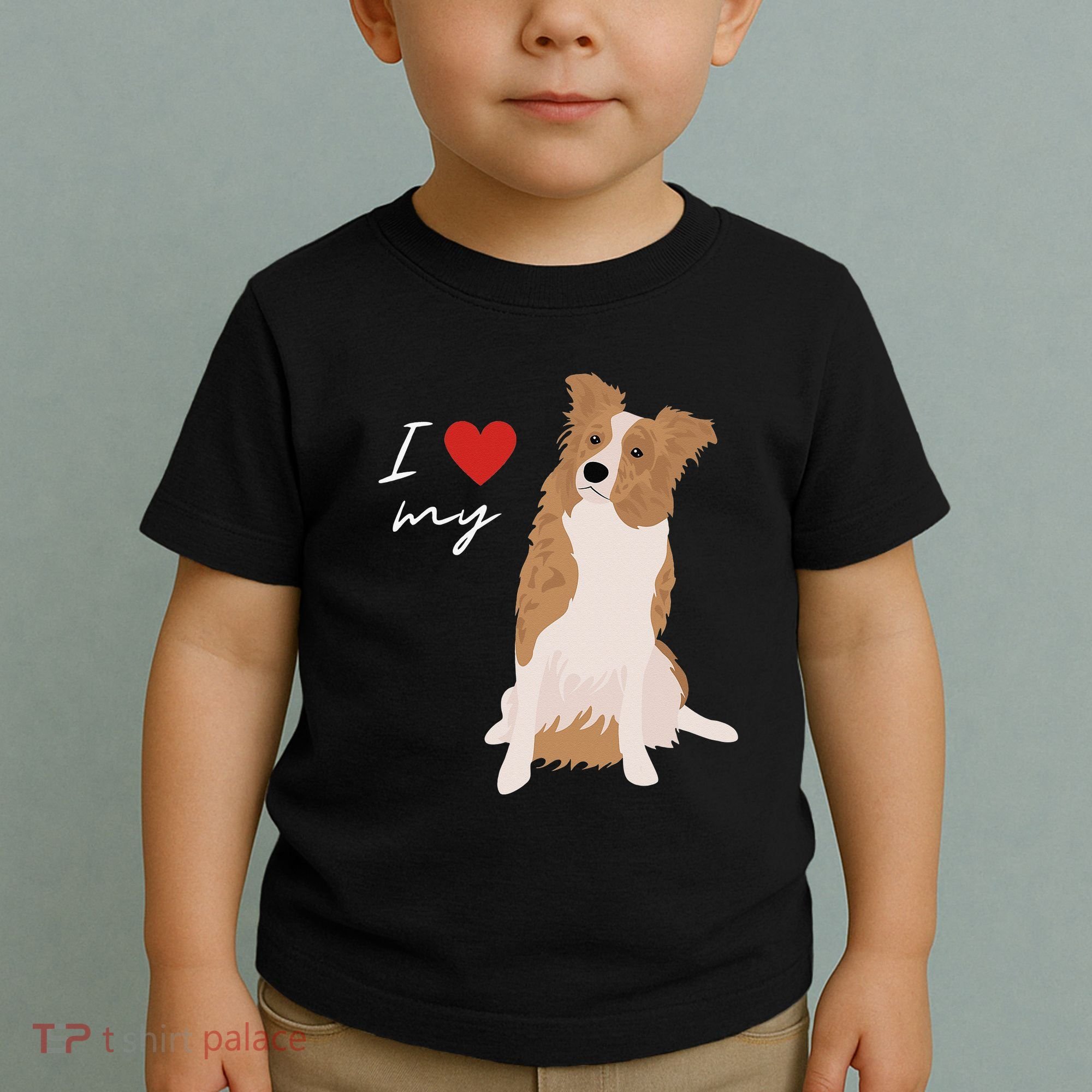 I Love My White & Red Merle Border Collie Dog Lover Toddler T-Shirt