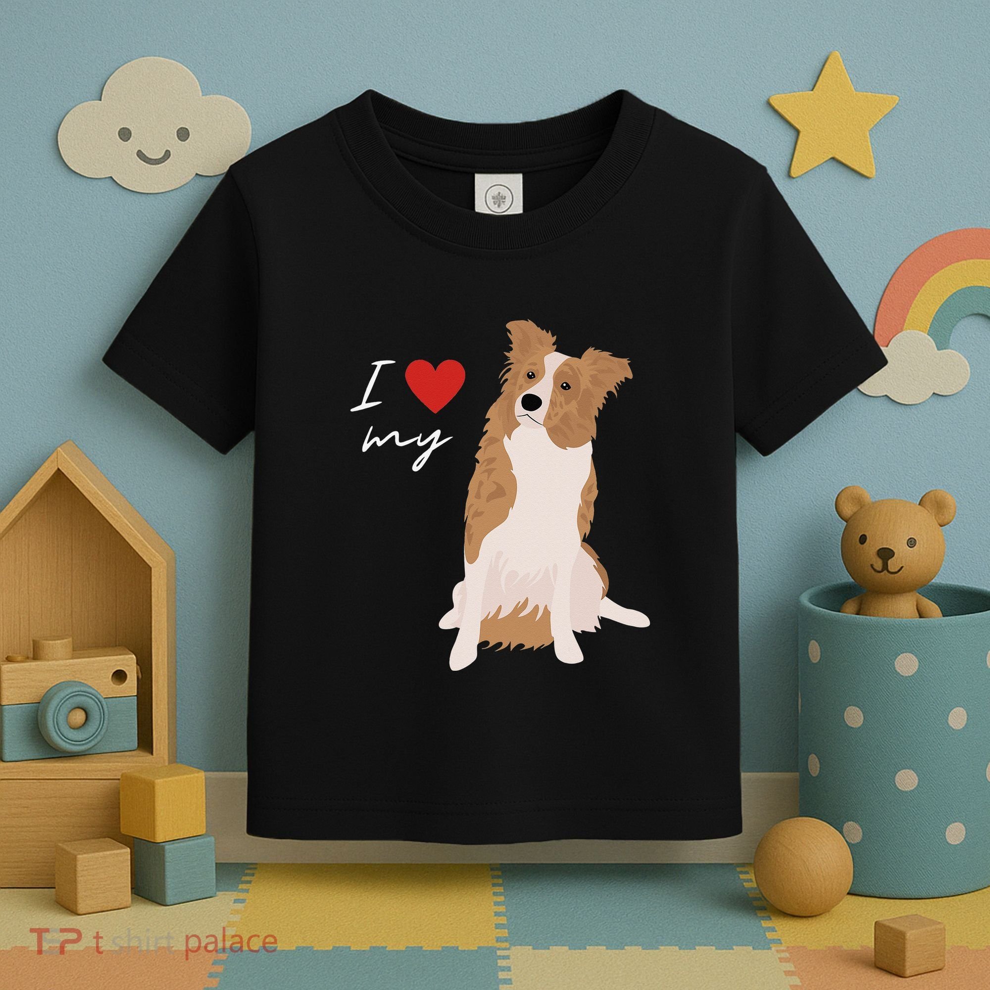 I Love My White & Red Merle Border Collie Dog Lover Toddler T-Shirt