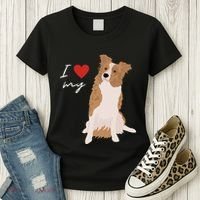 I Love My White & Red Merle Border Collie Dog Lover Women's T-Shirt thumb 3