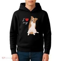 I Love My White & Red Merle Border Collie Dog Lover Kids Hoodie thumb 4