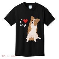 I Love My White & Red Merle Border Collie Dog Lover Kids T-Shirt thumb 0