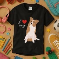 I Love My White & Red Merle Border Collie Dog Lover Kids T-Shirt thumb 3