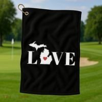 I Love Michigan Golf Towel thumb 1
