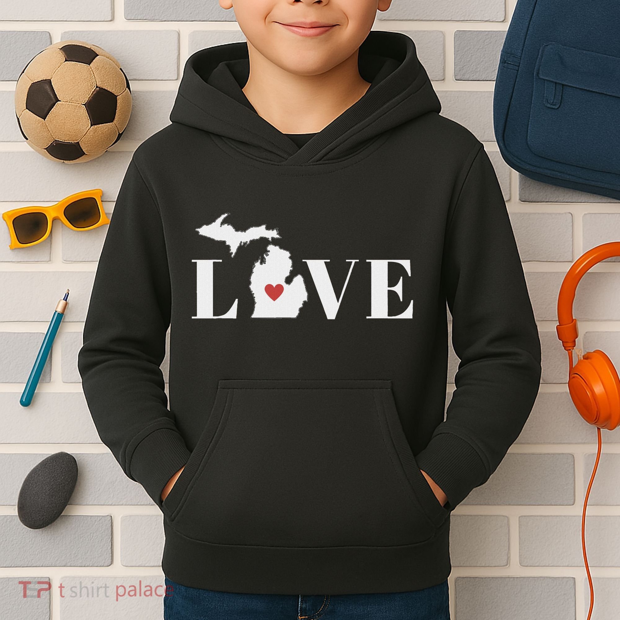 I Love Michigan Kids Hoodie