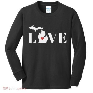 I Love Michigan Kids Long Sleeve Shirt