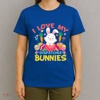 I Love My Dispatcher Bunnies 911 Dispatcher Easter Day Great Gift T-Shirt thumb 4