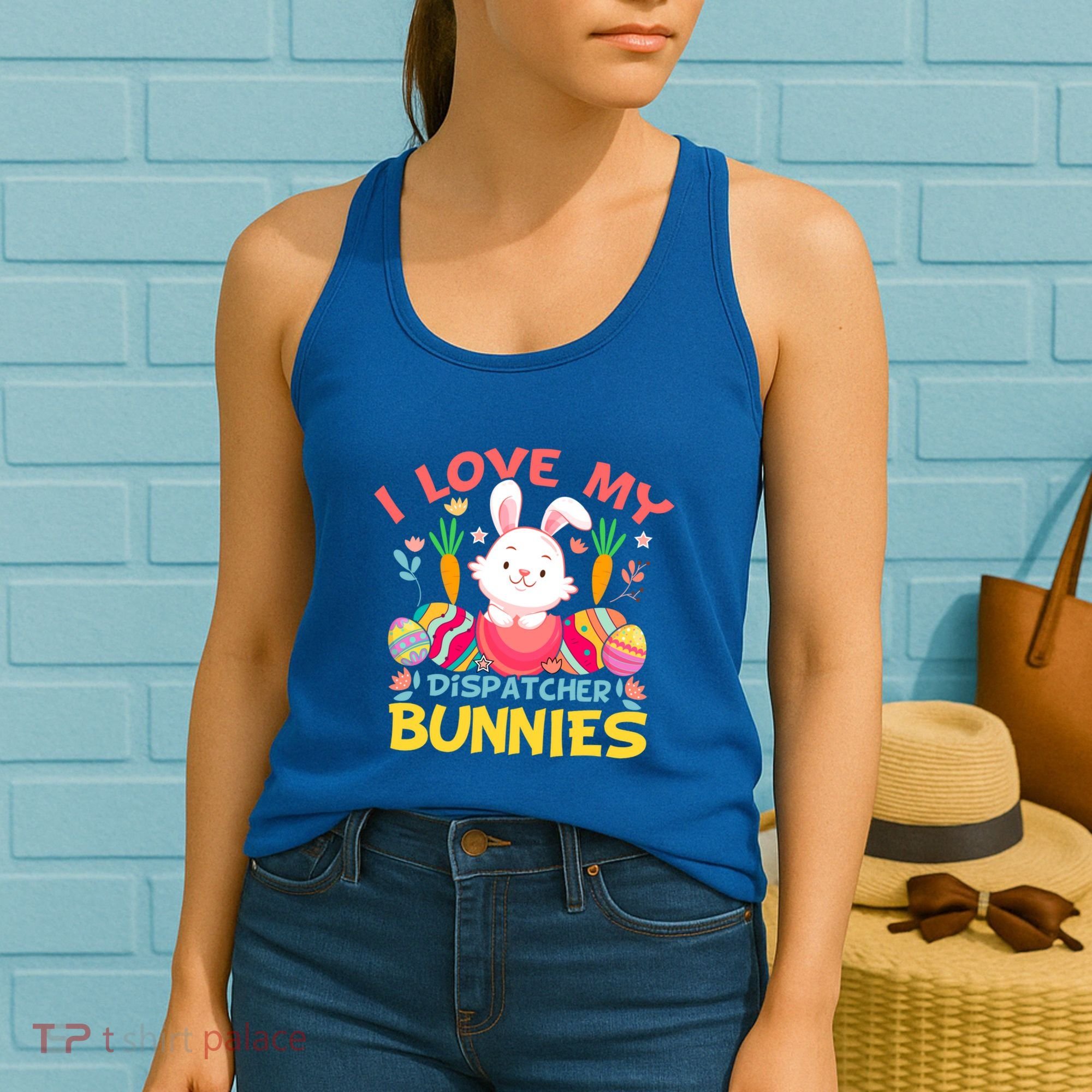 I Love My Dispatcher Bunnies 911 Dispatcher Easter Day Great Gift Women's Tank Top