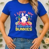 I Love My Dispatcher Bunnies 911 Dispatcher Easter Day Great Gift Women's T-Shirt thumb 2