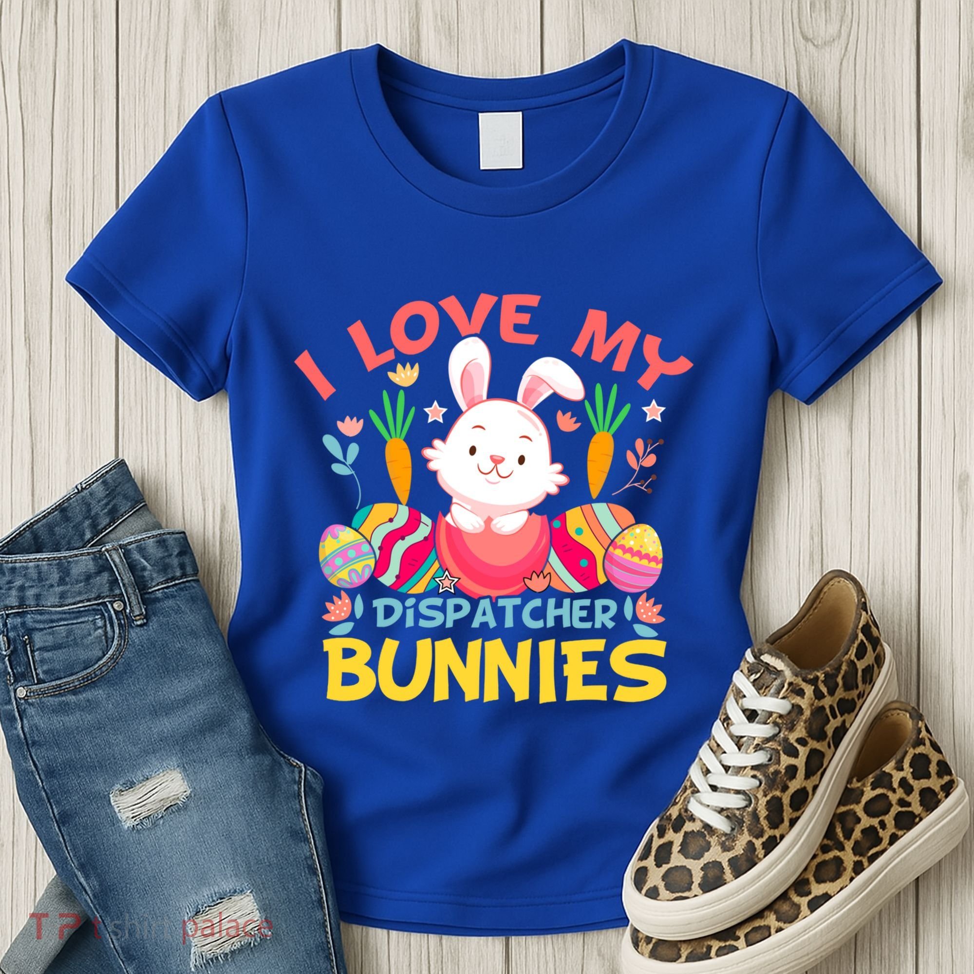 I Love My Dispatcher Bunnies 911 Dispatcher Easter Day Great Gift Women's T-Shirt
